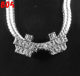   10pcs Tibetan Silver Charms I LOVE YOU Beads Fit European Bracelet B05