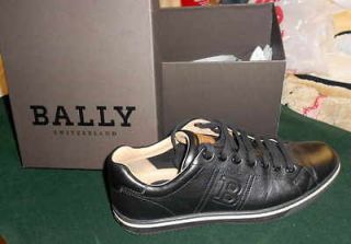 BALLY DRIVEL ORIGINAL MADE IN SWITZERLAND BLACK LEATHER SNEAKERS SHOES 