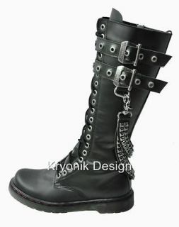   Disorder 403 goth gothic punk combat knee high boots studs womens 12