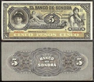 Mexico M 507rBK SON ​5 Banco de Sonora 5 Pesos DY,(ND) AU+
