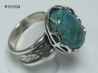   vintage turquoise 925 sterling silver ring band stone fashion artisan