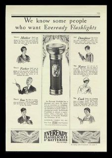 EVEREADY FLASHLIGHTS & BATTERIES 1927 PRINT AD