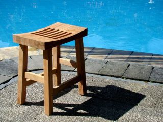 Grade A Teak Wood Curved Seat Shower Bath Spa Stool Bench Outdoor 