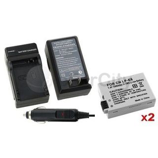2X For Canon LP E8 Battery + Charger Rebel T2i T3i T4i EOS 550D 600D 