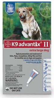 K9 ADVANTIX II Dog Flea & Tick Over 55 lbs Blue 4 Month