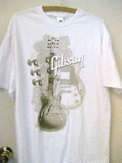GIBSON Guitar Mens White Cotton T Shirt Size XL