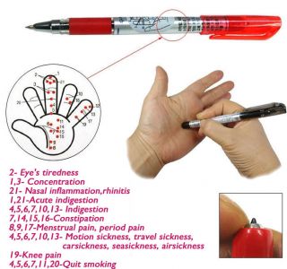 2x Oriental Acupuncture Health Massager Hand Point RollerBall Pen