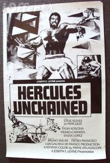 STEVE REEVES Sword & Sandals HERCULES UNCHAINED Rolled Movie Poster 