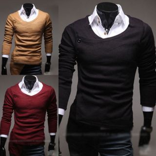 NWT Mens Slim Fit V neck Knitted Sweater Cardigans US XS S M 3color 