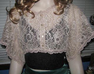   PEOPLE SweetFloral Scalloped LACE BED JACKET SHRUG Crop Cardi XS M $88
