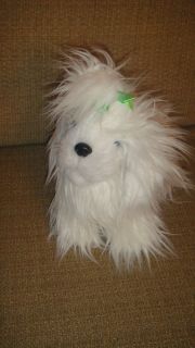 10 Battat White Maltese Puppy Dog Green Bow in Hair Stuffed Animal 