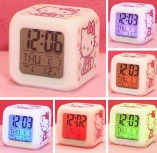Newly listed New 7 LED Color Colour Hello Kitty Digital ALARM CLOCK