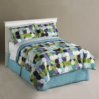   Dot Purple Blue Green Complete Bed In a Bag Comforter Sheet Set F