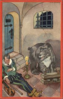 NETHERLANDS COMIC Jesteer Medieval Bear Trap Old Postcard