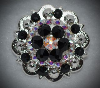 Crystal Berry Concho ~ Handcrafted with black & AB Swarovski Elements