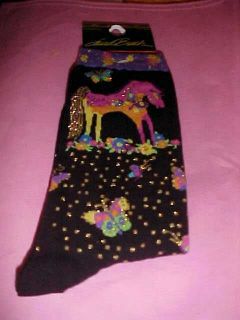 Laurel Burch mythical mares horses on ladies socks NEW