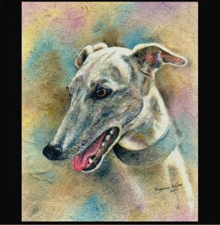 LARGE GREYHOUND DOG PAINTING PRINT BY SUZANNE LE GOOD