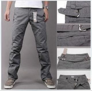 Mens Casual Slim Fit Waist Belted Stylish Pant FREE SH