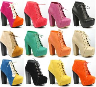 Lace up High Heel Platform Fashion Ankle Boot Bootie Refresh Dolly 02