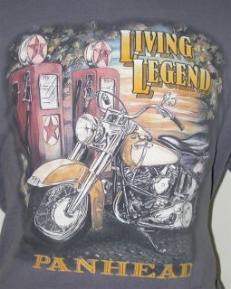 vtg Harley Davidson Panhead T shirt 3D Emblem Living Legend Biker XL 