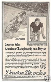 1921 Art Spencer Dayton Bicycle Dayton Ohio print ad