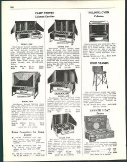 1938 AD Coleman Cabin Auto Trailer Camp Cook Stoves Folding Oven