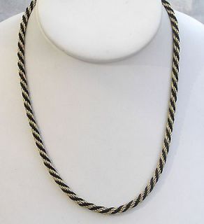 Vintage Signed Napier Black Gold Twist Rope 24 Necklace
