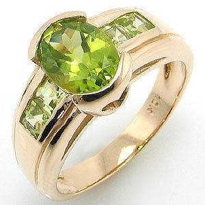   Mans Green Peridot 10KT Yellow Gold Filled Ring Size 10 For Gift