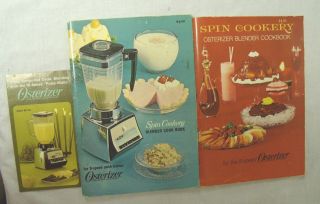 lot of 2 vintage 1960s Osterizer Blender cook book with 8 speed insert