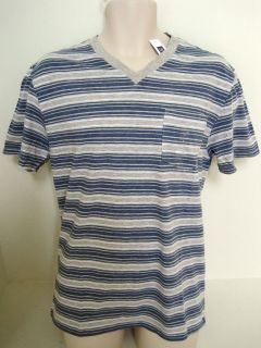GAP Mens Blue Striped Pocket V Neck T shirt Sizes S XL NWT
