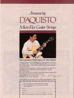 1989 PROMO AD FOR DAquisto micro flex guitar Strings