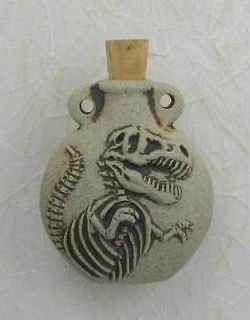 High Fired Ceramic Bottle Necklac​e, Tyrannosaurus Rex Design