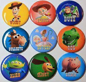 TOY STORY PIN SET OF 9 Woody Buzz Bo Peep Disney Birthday Pinback 