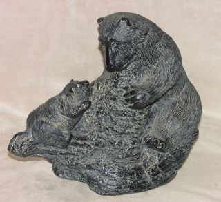   Native Eskimo Canada Aardvark Collection Black Sculpture Polar Bears