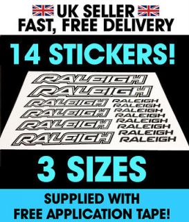 14 Raleigh BMX stickers, bike, bicycle, vinyl decal. 3 Sizes. Any 