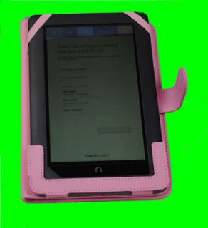 Pink Leather Case Cover for  NOOK Color and NOOK Tablet