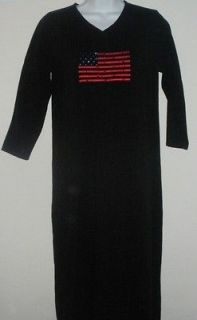 Sz Roomy S M COLDWATER CREEK Black Embellished American Flag Dress 