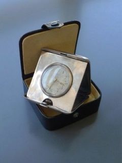 Rare 1930s CARTIER Sterling Silver Travel Desk Mantel Clock Watch