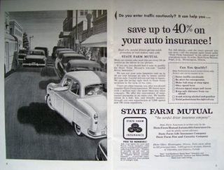 1954 STATE FARM AUTO INSURANCE AD Busy City Street Traffic Parrallel 