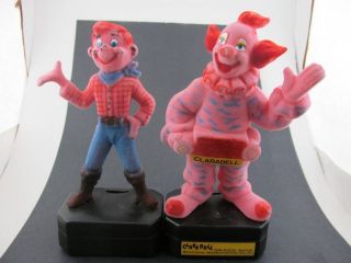 Vintage Howdy Doody and Clarabell Fuzzy Flocked Banks