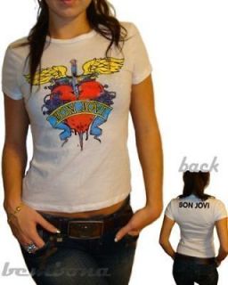 Bon Jovi Heart WHT Vintage Baby Doll Tshirt M or L NEW