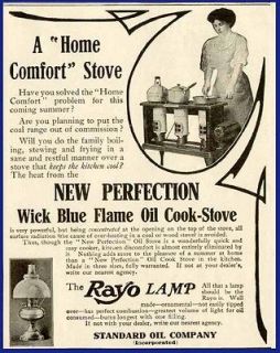 1908 AD FOR NEW PERFECTION COOK STOVES & RAYO OIL LAMPS