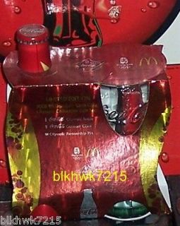   McDONALDs COCA   COLA OLYMPIC COLLECTIBLE GIFT SET BOTTLE GLASS & PIN
