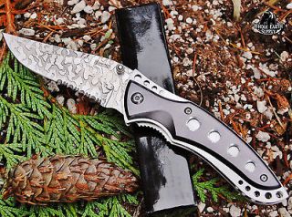 BOKER Snowflake Damascus Linerlock Pocket Knife Knives Magnum Sharp 