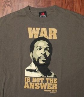 Marvin Gaye War Is Not The Answer Bold Facial Lettering Logo Green XL 