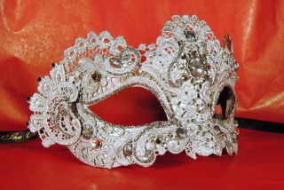 Silver lace mask,silver masquerade mask, elegant mask, Victorian mask 