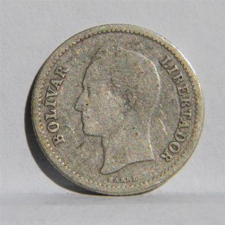 VENEZUELA, Republic 1935 silver 1/4 Bolivar; VF
