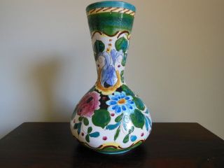 Italian Art Pottery Vase Dipinto A Mano Signed Numbered Floral Rustic 