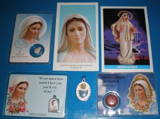 AMAZING SET MEDJUGORJE RELICS THE 5 STONES,THE HOLY WATER,THE HEART 