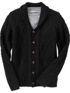 OLD NAVY Thick Black Cable Knit Button Front Cardigan Sweater S NWT 